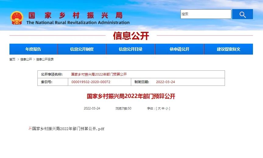 國家鄉(xiāng)村振興局公布2022年部門預(yù)算